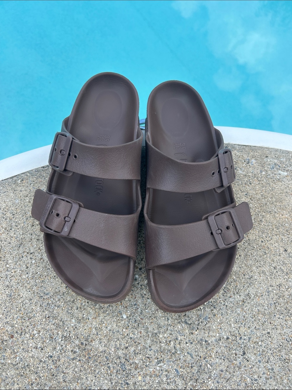 Birkenstock Brown Two-Buckle Slide Sandals
